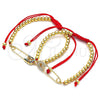 Oro Laminado Adjustable Bolo Bracelet, Gold Filled Style Paperclip and Ball Design, with Multicolor Micro Pave, Polished, Golden Finish, 03.313.0033.1.10 (04 MM Thickness, 10 Inches Length)
