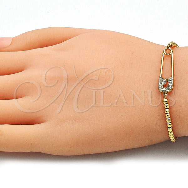 Gold Filled Bracelet — Adjustable Bolo Bracelet Paperclip and Ball Design with — alternate product view — SKU 140638 | Oro Laminado brazalete — Adjustable Bolo Bracelet Paperclip and Ball diseño with — SKU 140638