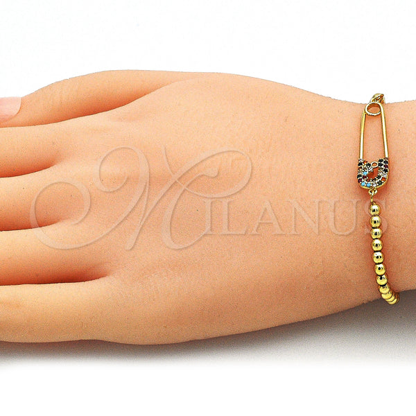 Gold Filled Bracelet — Adjustable Bolo Bracelet Paperclip and Ball Design with — alternate product view — SKU 140639 | Oro Laminado brazalete — Adjustable Bolo Bracelet Paperclip and Ball diseño with — SKU 140639