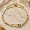 Oro Laminado Adjustable Bolo Bracelet, Gold Filled Style Paperclip and Ball Design, with Multicolor Micro Pave, Polished, Golden Finish, 03.313.0034.1.10 (01 MM Thickness, 10 Inches Length)