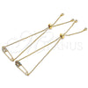 Oro Laminado Adjustable Bolo Bracelet, Gold Filled Style Paperclip Design, with Multicolor Micro Pave, Polished, Golden Finish, 03.313.0036.1.11 (01 MM Thickness, 11 Inches Length)