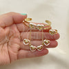 Oro Laminado Earring and Pendant Children Set, Gold Filled Style Heart Design, Polished, Tricolor, 06.361.0022