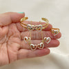 Oro Laminado Earring and Pendant Children Set, Gold Filled Style Heart Design, Polished, Tricolor, 06.361.0024