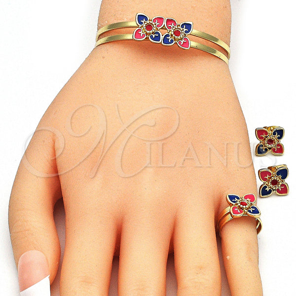 Gold Filled Ring — Earring and Pendant Children Set Flower Design Multicolor — alternate product view — SKU 140656 | Oro Laminado anillo — Earring and Pendant Children Set flor diseño Multicolor — SKU 140656