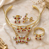 Oro Laminado Earring and Pendant Children Set, Gold Filled Style Butterfly Design, with Garnet and White Crystal, Polished, Golden Finish, 06.361.0032.1