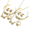 Oro Laminado Earring and Pendant Children Set, Gold Filled Style Ladybug Design, with Garnet and White Crystal, Polished, Golden Finish, 06.361.0033.1
