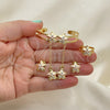 Oro Laminado Earring and Pendant Children Set, Gold Filled Style Flower Design, Polished, Tricolor, 06.361.0035