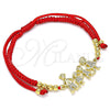Oro Laminado Adjustable Bolo Bracelet, Gold Filled Style Little Girl and Little Boy Design, with White Micro Pave, Polished, Golden Finish, 03.299.0090.12 (03 MM Thickness, 12 Inches Length)