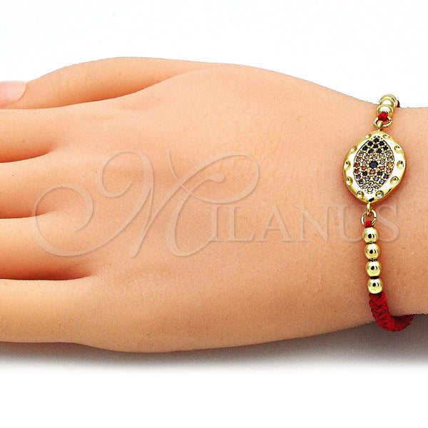 Gold Filled Bracelet — Adjustable Bolo Bracelet Evil Eye and Ball Design — alternate product view — SKU 140678 | Oro Laminado brazalete — Adjustable Bolo Bracelet Evil Eye and Ball diseño — SKU 140678