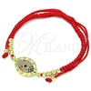 Oro Laminado Adjustable Bolo Bracelet, Gold Filled Style Evil Eye and Ball Design, with Multicolor Micro Pave, Polished, Golden Finish, 03.299.0101.12 (03 MM Thickness, 12 Inches Length)