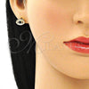 Oro Laminado Stud Earring, Gold Filled Style Evil Eye Design, with Black Cubic Zirconia and White Micro Pave, Polished, Golden Finish, 02.210.0463