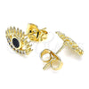 Gold Filled Ring — Stud Earring Evil Eye Design with Black Cubic — alternate product view — SKU 140680 | Oro Laminado anillo — Stud Earring Evil Eye diseño with negro Cubic — SKU 140680