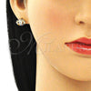 Oro Laminado Stud Earring, Gold Filled Style Evil Eye Design, with White Cubic Zirconia and Multicolor Micro Pave, Polished, Golden Finish, 02.210.0463.1