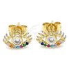 Gold Filled Ring — Stud Earring Evil Eye Design with White Cubic — alternate product view — SKU 140681 | Oro Laminado anillo — Stud Earring Evil Eye diseño with blanco Cubic — SKU 140681