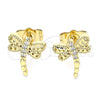 Gold Filled Ring — Stud Earring Dragon-Fly Design with White Micro Pave — alternate product view — SKU 140684 | Oro Laminado anillo — Stud Earring Dragon-Fly diseño with blanco Micro Pave — SKU 140684