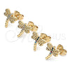 Gold Filled Ring — Stud Earring Dragon-Fly Design with White Micro Pave — alternate product view — SKU 140684 | Oro Laminado anillo — Stud Earring Dragon-Fly diseño with blanco Micro Pave — SKU 140684