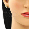 Oro Laminado Stud Earring, Gold Filled Style Dragon-Fly Design, with Multicolor Micro Pave, Polished, Golden Finish, 02.210.0465.1