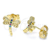 Gold Filled Ring — Stud Earring Dragon-Fly Design with Multicolor Micro Pave — alternate product view — SKU 140685 | Oro Laminado anillo — Stud Earring Dragon-Fly diseño with Multicolor Micro Pave — SKU 140685
