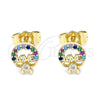 Gold Filled Ring — Stud Earring Love and Bow Design with Multicolor — alternate product view — SKU 140687 | Oro Laminado anillo — Stud Earring Love and Bow diseño with Multicolor — SKU 140687