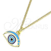 Oro Laminado Pendant Necklace, Gold Filled Style Evil Eye Design, Multicolor Enamel Finish, Golden Finish, 04.362.0015.20 (02 MM Thickness, 20 Inches Length)