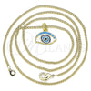 Oro Laminado Pendant Necklace, Gold Filled Style Evil Eye Design, Multicolor Enamel Finish, Golden Finish, 04.362.0015.20 (02 MM Thickness, 20 Inches Length)