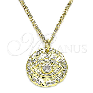 Gold Filled Necklace — Pendant Necklace Evil Eye Design with White Micro — main product view — SKU 140701 | Oro Laminado collar — Pendant Necklace Evil Eye diseño with blanco Micro — SKU 140701
