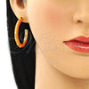 Oro Laminado Stud Earring, Gold Filled Style Star Design, with White Cubic Zirconia, Orange Enamel Finish, Golden Finish, 02.362.0005