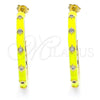 Oro Laminado Stud Earring, Gold Filled Style Star Design, with White Cubic Zirconia, Yellow Enamel Finish, Golden Finish, 02.362.0005.1