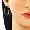 Oro Laminado Stud Earring, Gold Filled Style Star Design, with White Cubic Zirconia, Black Enamel Finish, Golden Finish, 02.362.0005.5