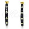 Oro Laminado Stud Earring, Gold Filled Style Star Design, with White Cubic Zirconia, Black Enamel Finish, Golden Finish, 02.362.0005.5