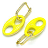 Oro Laminado Huggie Hoop, Gold Filled Style Puff Mariner Design, Yellow Enamel Finish, Golden Finish, 02.362.0006.12