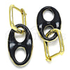 Oro Laminado Huggie Hoop, Gold Filled Style Puff Mariner Design, Black Enamel Finish, Golden Finish, 02.362.0006.3.12