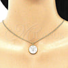 Oro Laminado Pendant Necklace, Gold Filled Style Evil Eye and Star Design, with White Micro Pave, White Enamel Finish, Golden Finish, 04.362.0032.20 (02 MM Thickness, 20 Inches Length)