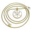 Oro Laminado Pendant Necklace, Gold Filled Style Evil Eye and Star Design, with White Micro Pave, White Enamel Finish, Golden Finish, 04.362.0032.20 (02 MM Thickness, 20 Inches Length)