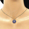 Oro Laminado Pendant Necklace, Gold Filled Style Evil Eye and Star Design, with White Micro Pave, Blue Enamel Finish, Golden Finish, 04.362.0032.1.20 (02 MM Thickness, 20 Inches Length)
