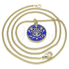 Oro Laminado Pendant Necklace, Gold Filled Style Evil Eye and Star Design, with White Micro Pave, Blue Enamel Finish, Golden Finish, 04.362.0032.1.20 (02 MM Thickness, 20 Inches Length)