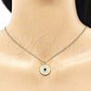 Oro Laminado Pendant Necklace, Gold Filled Style Evil Eye Design, with Sapphire Blue Cubic Zirconia, Polished, Golden Finish, 04.362.0033.20 (02 MM Thickness, 20 Inches Length)