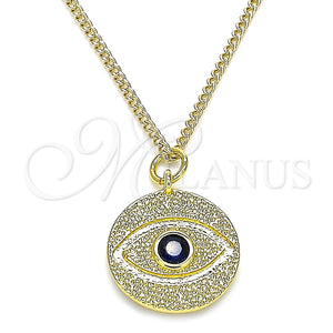 Gold Filled Necklace — Pendant Necklace Evil Eye Design with Sapphire Blue — main product view — SKU 140735 | Oro Laminado collar — Pendant Necklace Evil Eye diseño with Sapphire Blue — SKU 140735