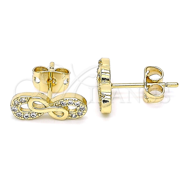 Gold Filled Ring — Stud Earring Infinite Design with White Micro Pave — main product view — SKU 140759 | Oro Laminado anillo — Stud Earring Infinite diseño with blanco Micro Pave — SKU 140759