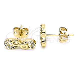 Gold Filled Ring — Stud Earring Infinite Design with White Micro Pave — main product view — SKU 140759 | Oro Laminado anillo — Stud Earring Infinite diseño with blanco Micro Pave — SKU 140759