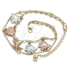 Oro Laminado Charm Anklet , Gold Filled Style Fish Design, Polished, Tricolor, 03.331.0111.10 (03 MM Thickness, 10 Inches Length)