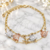 Oro Laminado Charm Anklet , Gold Filled Style Fish Design, Polished, Tricolor, 03.331.0111.10 (03 MM Thickness, 10 Inches Length)