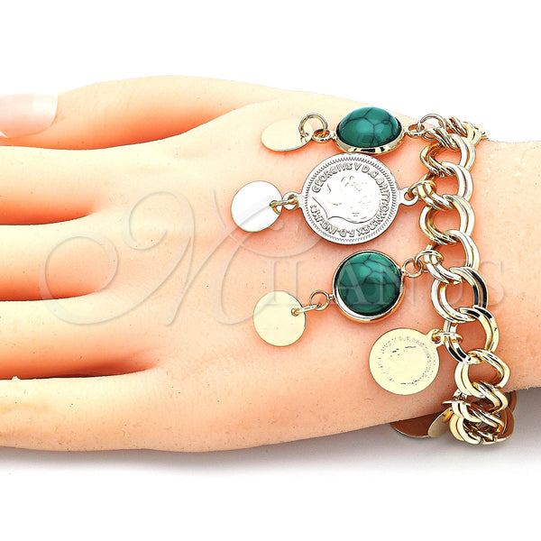 Gold Filled Bracelet — Charm Bracelet with Green Opal Polished 03. 10 — alternate product view — SKU 140774 | Oro Laminado brazalete — Charm Bracelet with Green Opal pulido 03. 10 — SKU 140774