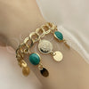 Oro Laminado Charm Bracelet, Gold Filled Style with Green Opal, Polished, Golden Finish, 03.331.0119.08 (10 MM Thickness, 8 Inches Length)