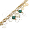 Oro Laminado Charm Bracelet, Gold Filled Style with Green Opal, Polished, Golden Finish, 03.331.0119.08 (10 MM Thickness, 8 Inches Length)