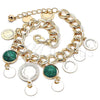 Oro Laminado Charm Bracelet, Gold Filled Style with Green Opal, Polished, Golden Finish, 03.331.0119.08 (10 MM Thickness, 8 Inches Length)