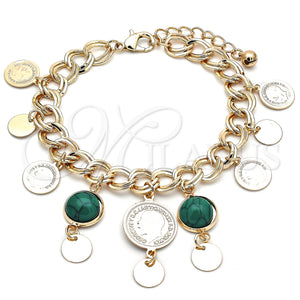 Gold Filled Bracelet — Charm Bracelet with Green Opal Polished 03. 10 — main product view — SKU 140774 | Oro Laminado brazalete — Charm Bracelet with Green Opal pulido 03. 10 — SKU 140774