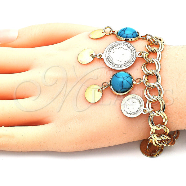 Gold Filled Bracelet — Charm Bracelet with Turquoise Opal Polished 03. 10 — alternate product view — SKU 140775 | Oro Laminado brazalete — Charm Bracelet with Turquoise Opal pulido 03. 10 — SKU 140775