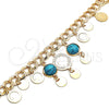 Oro Laminado Charm Bracelet, Gold Filled Style with Turquoise Opal, Polished, Golden Finish, 03.331.0119.1.08 (10 MM Thickness, 8 Inches Length)