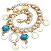 Oro Laminado Charm Bracelet, Gold Filled Style with Turquoise Opal, Polished, Golden Finish, 03.331.0119.1.08 (10 MM Thickness, 8 Inches Length)